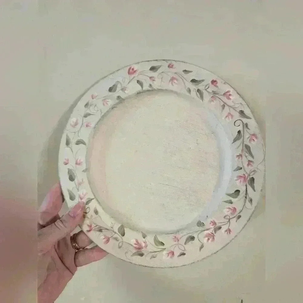 Vintage hand painted tin plate